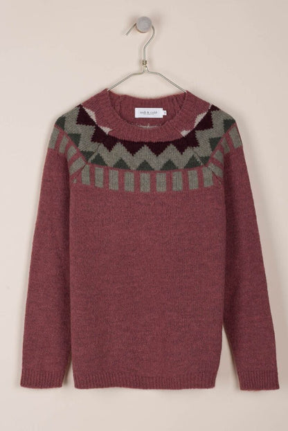 Indi & Cold Jaquard Border Jumper Malva