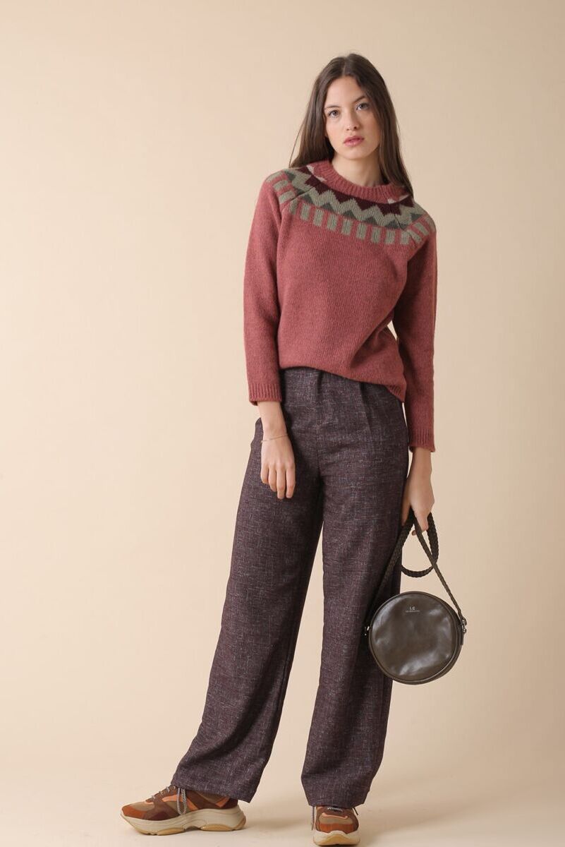 Indi & Cold Jaquard Border Jumper Malva