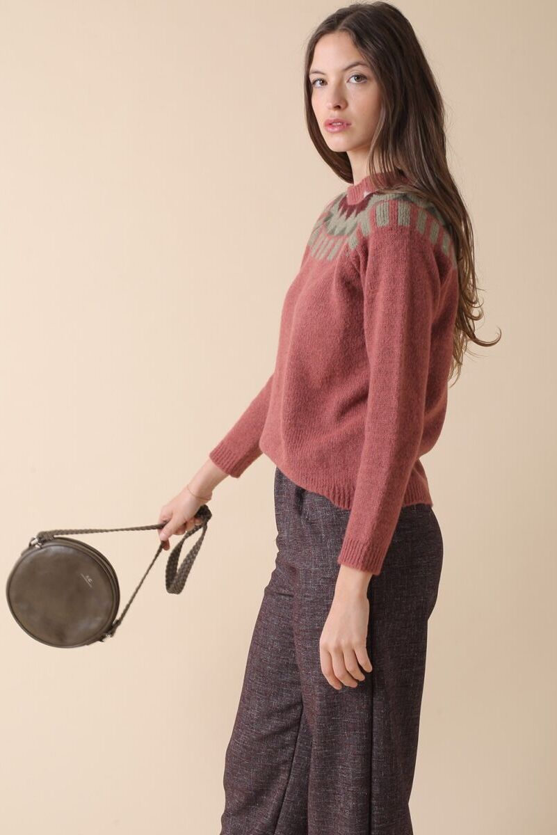 Indi & Cold Jaquard Border Jumper Malva