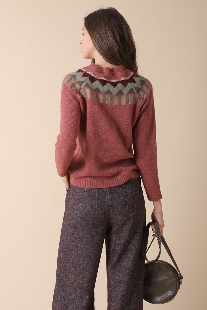 Indi & Cold Jaquard Border Jumper Malva