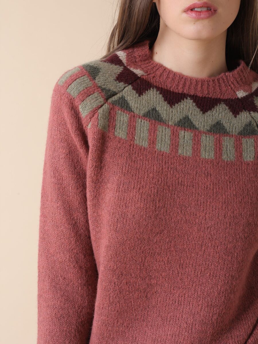Indi & Cold Jaquard Border Jumper Malva