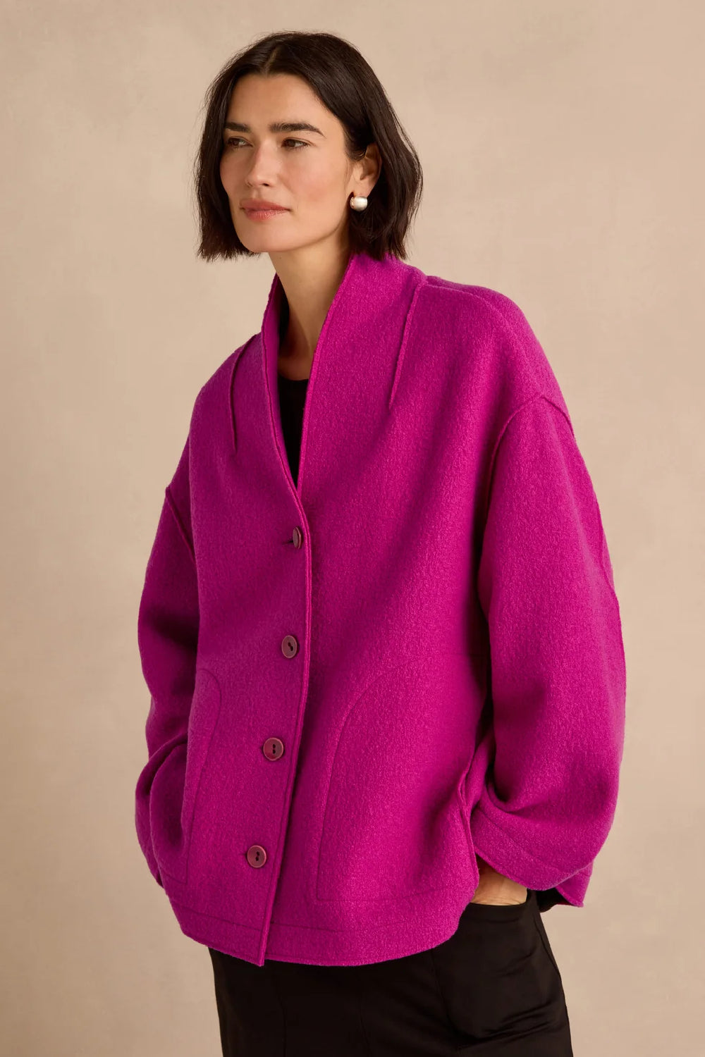 Boiled Wool Cocoon Jacket