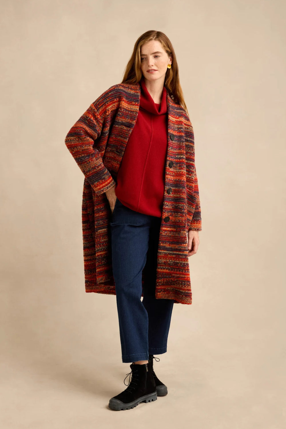 Artisan Wool Blend Stripe Coat