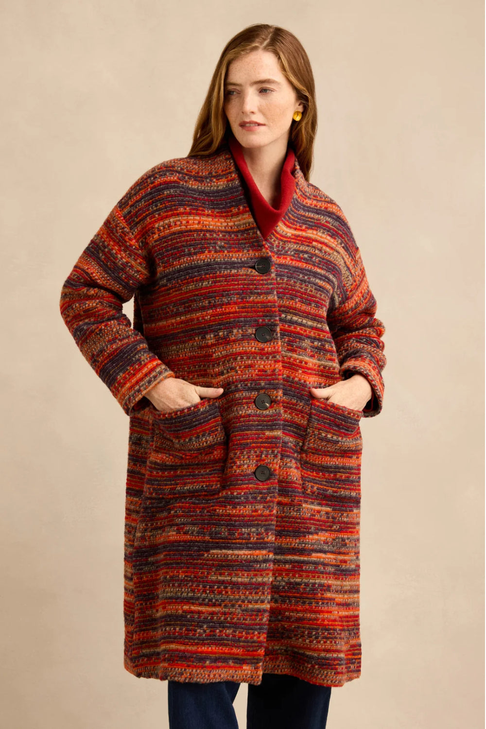 Artisan Wool Blend Stripe Coat