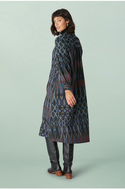 JessieJuniper Patched Ikat Print Dress Blue