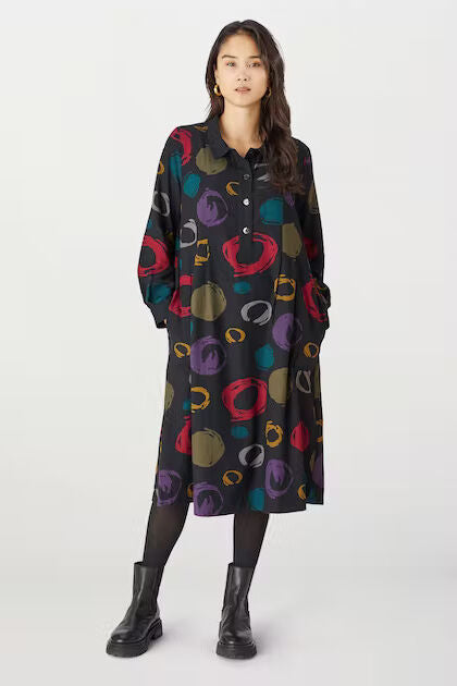 Sahara Outline Multi Spot Woven Dress Black