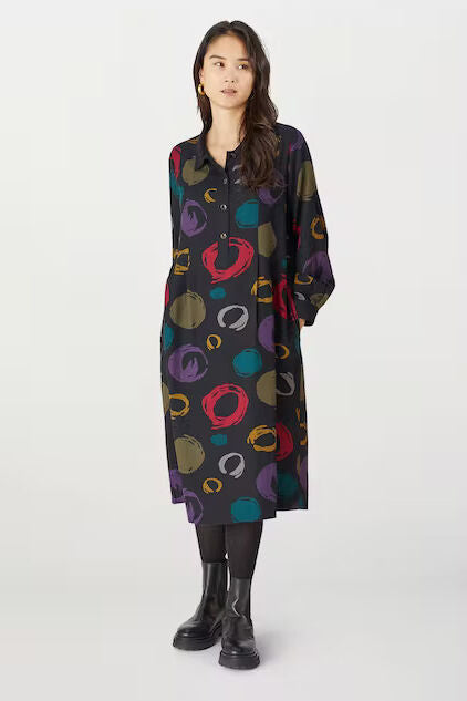 Sahara Outline Multi Spot Woven Dress Black