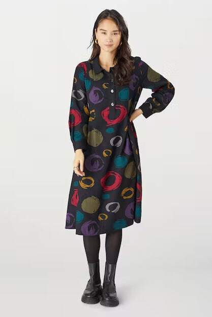 Sahara Outline Multi Spot Woven Dress Black