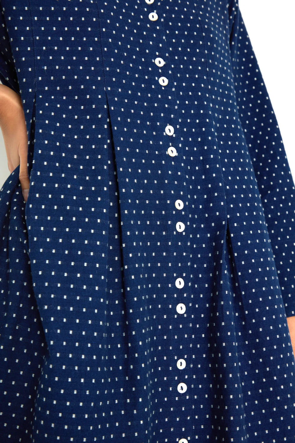 Indigo Spot Cotton Shirt Dress