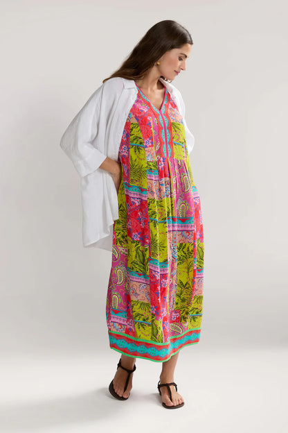 Tropical Patchwork Sleeveless Bubble Dress