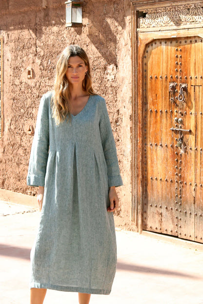 Crinkle Linen Cross Dye Bubble Dress