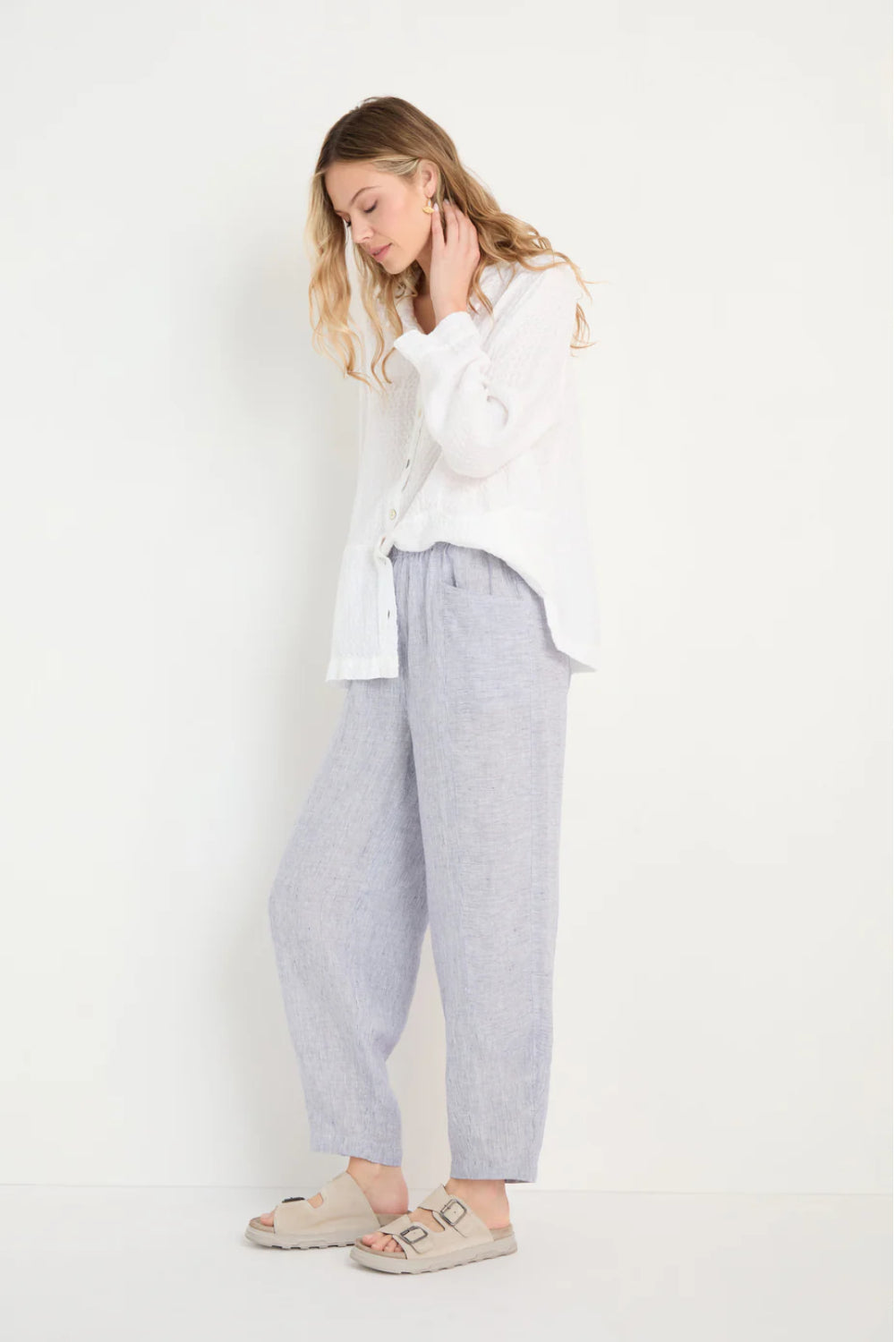 Ticking Linen Stripe Bubble Trousers