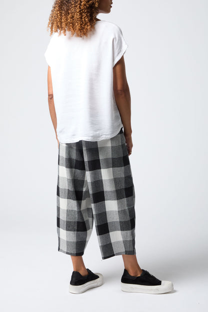 Sahara Crinkle Grid Check Trousers Black Black