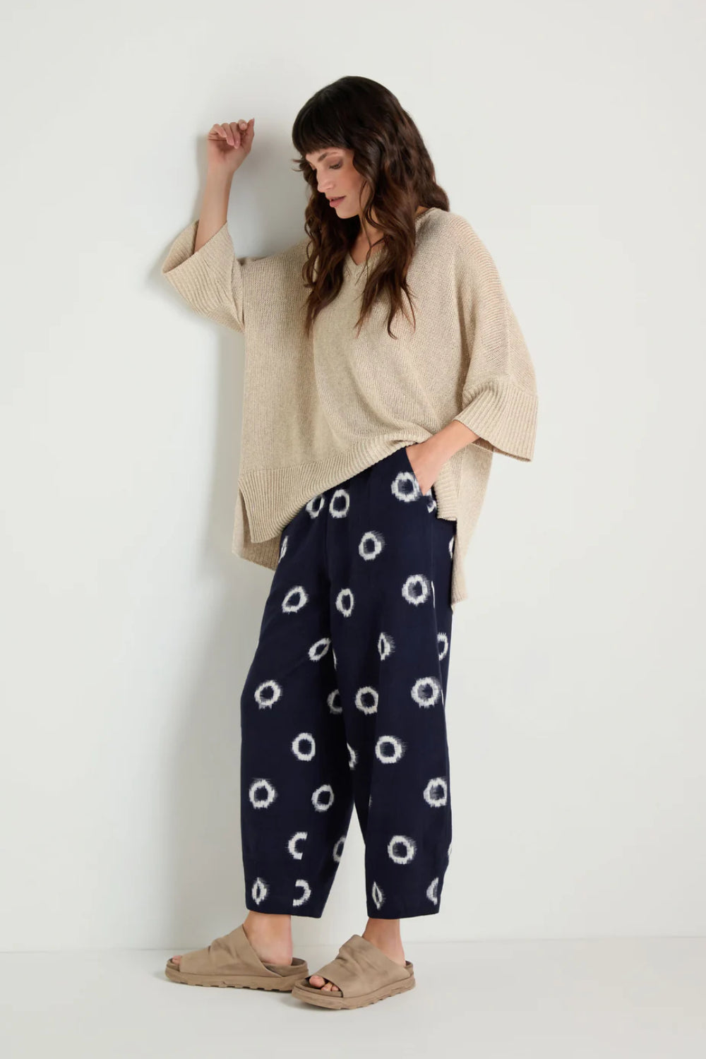 Ikat Circles Cotton Bubble Trousers