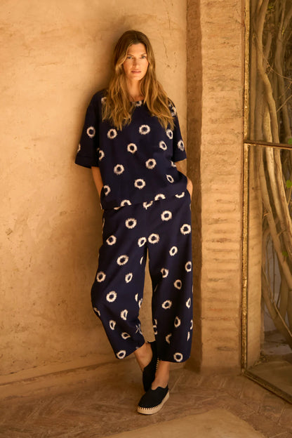 Ikat Circles Cotton Bubble Trousers