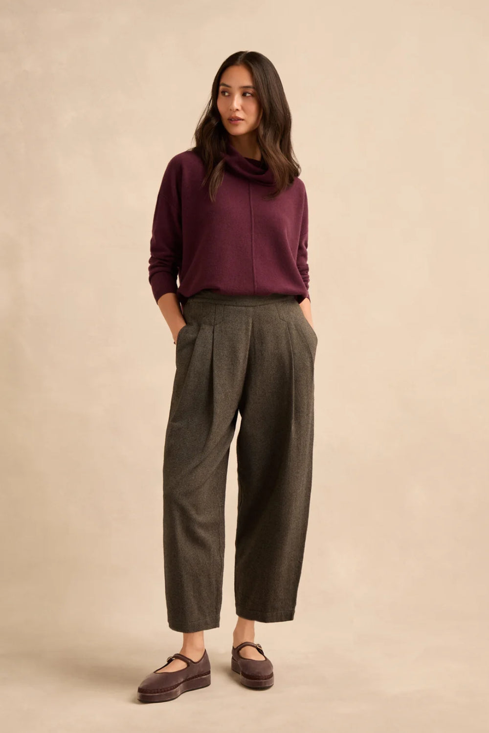 Cotton Twill Barrel Trousers