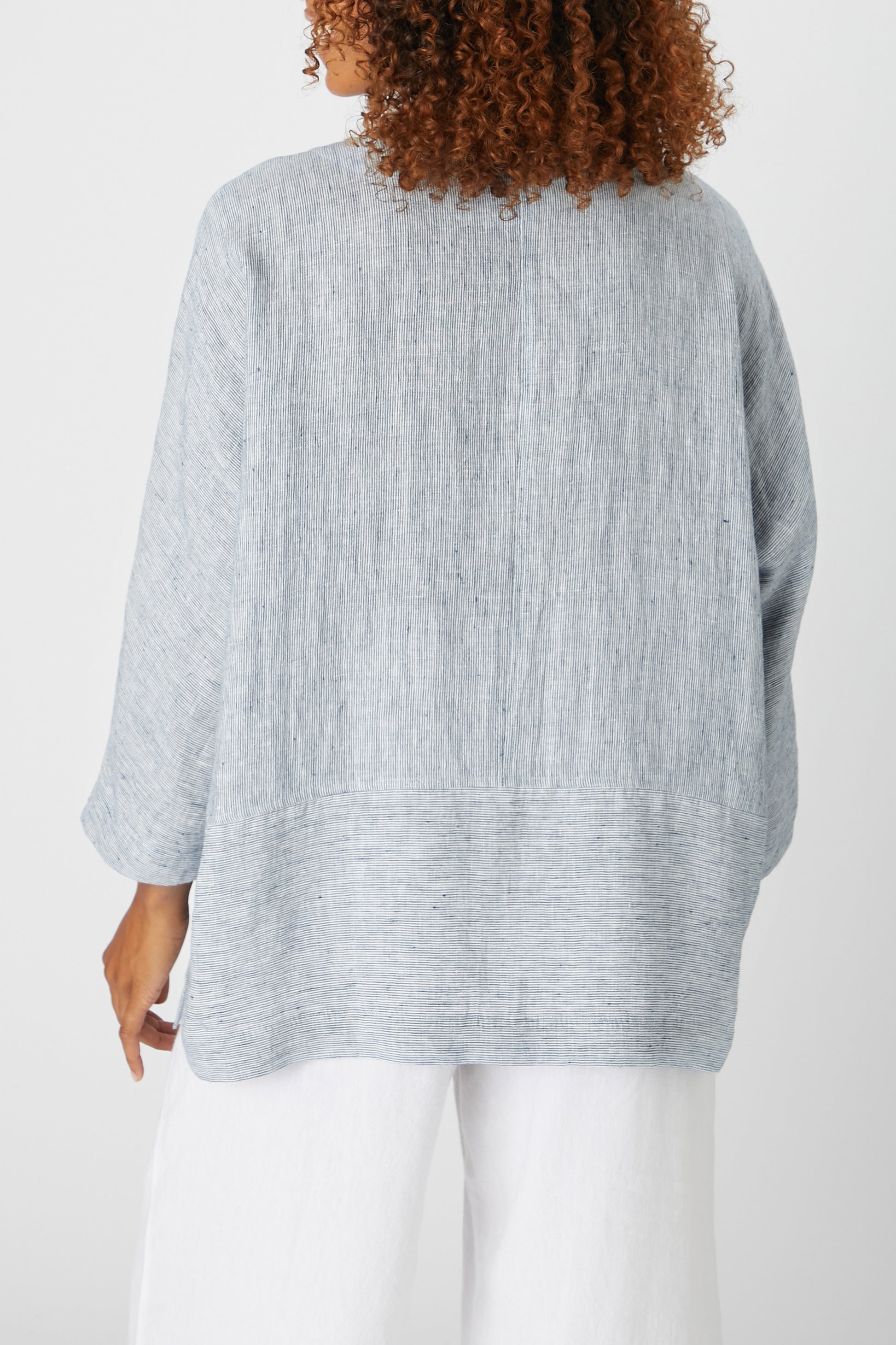 Sahara Linen Ticking Stripe Shirt Midnight 