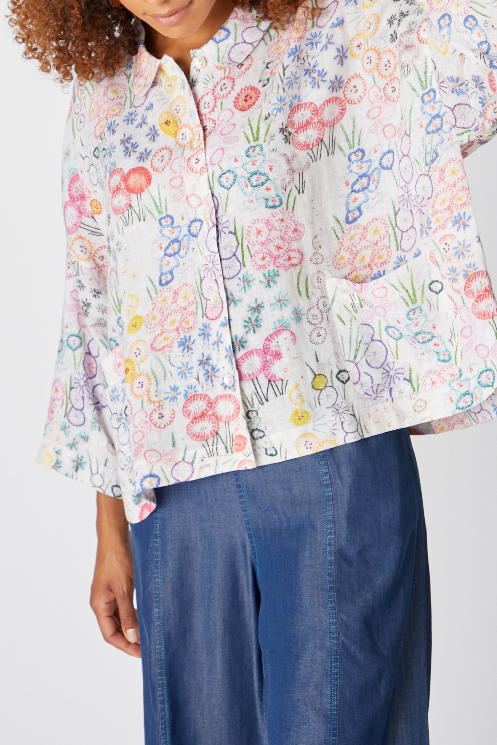 Sahara Vintage Flower Print Shirt White