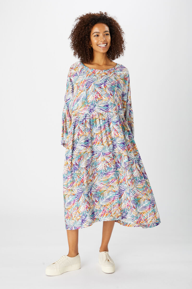 Sahara Feathery Fern Print Easy Dress Multi