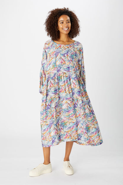 Sahara Feathery Fern Print Easy Dress Multi