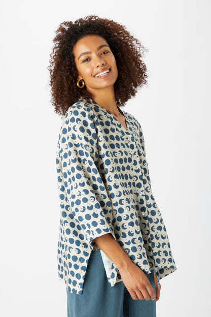 Sahara Spot Flower Linen Shirt Stone