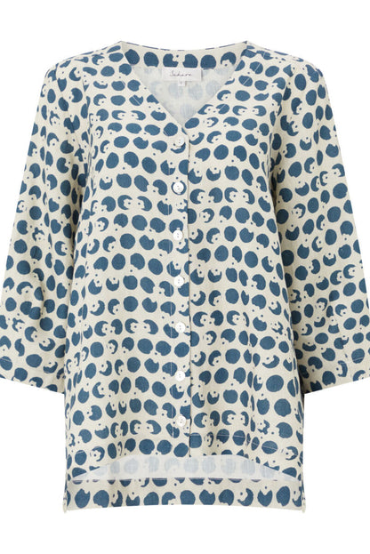 Sahara Spot Flower Linen Shirt Stone