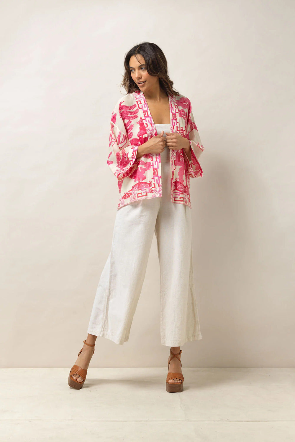 One Hundred Stars Giant Willow Kimono Fushia