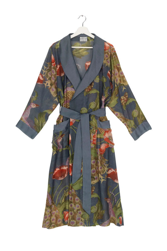 One Hundred Stars Peacock and Poppies Gown Grey