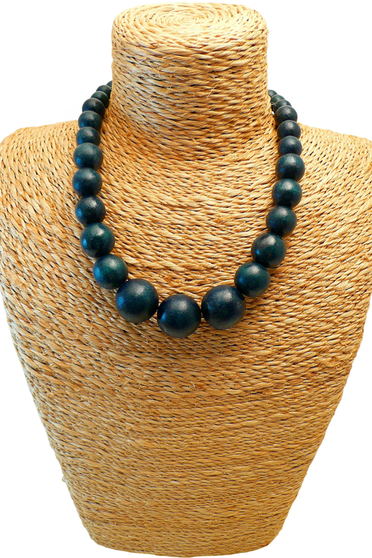 Lotus Feet Dark Navy Graduated Ball Necklace