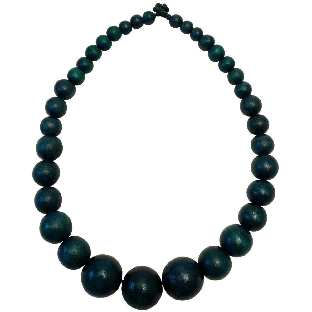 Lotus Feet Dark Navy Graduated Ball Necklace