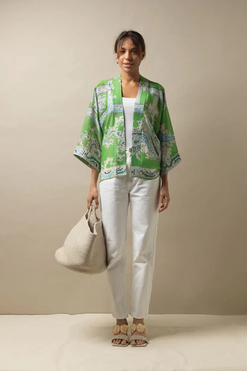 One Hundred Stars Handkerchief Kimono Green