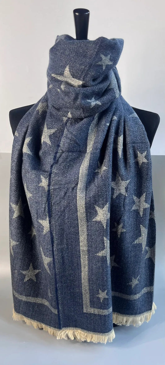 Jess & Lou Soft Star Plush Scarf Blue Blue