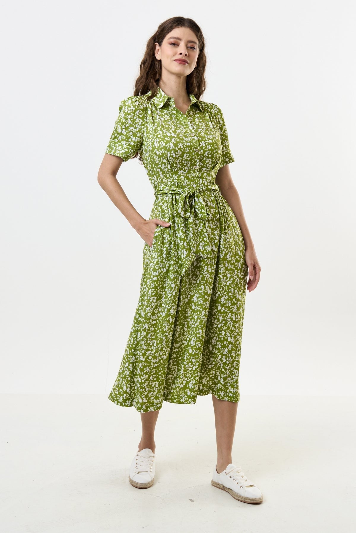 Inesa Floral Midi Shirt Dress