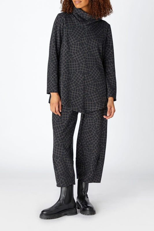 Sahara Grid Layer Jersey Tunic Charcoal