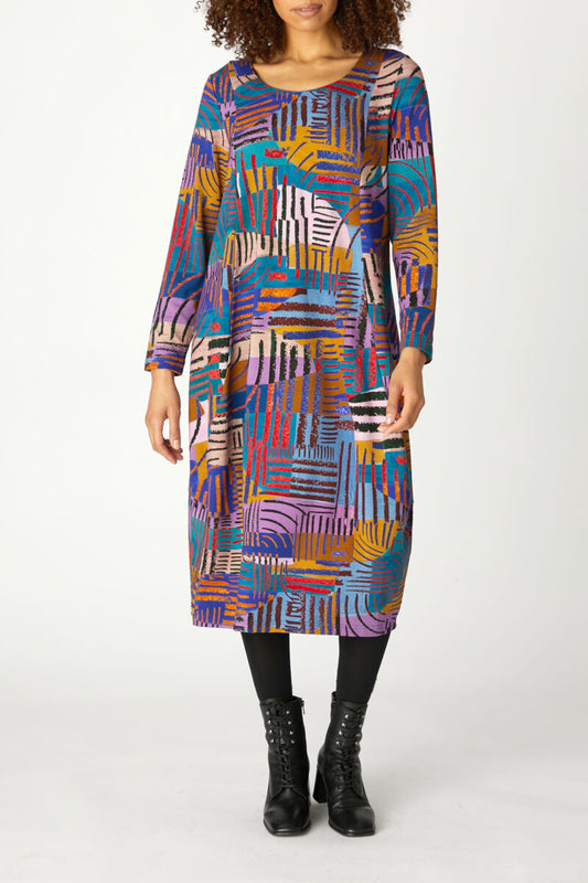 Sahara Collage Stripe Jersey Dress Multi