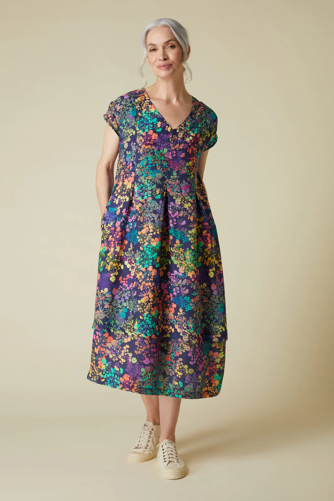 Sahara Scattered Floral Bubble Linen Dress Floral