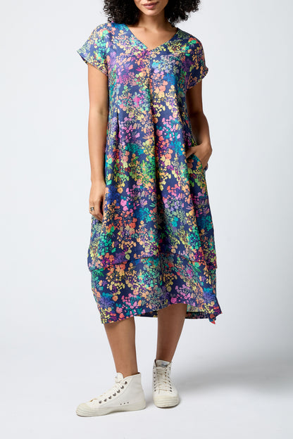 Sahara Scattered Floral Bubble Linen Dress Floral