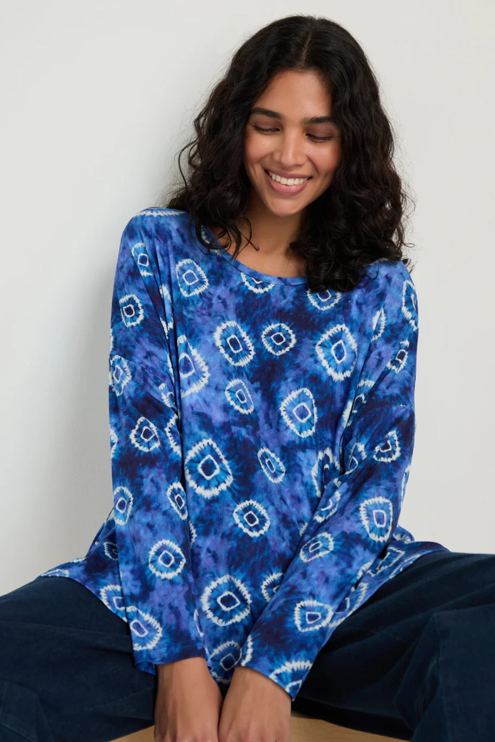 Tie Dye Circles Jersey Boxy Top