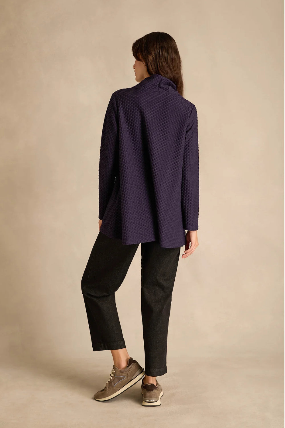 Waffle Textured Jersey Cowl Neck