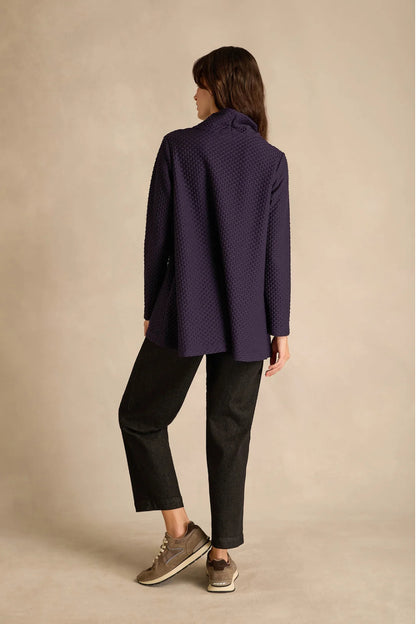 Waffle Textured Jersey Cowl Neck