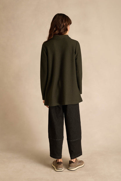 Waffle Textured Jersey Cowl Neck