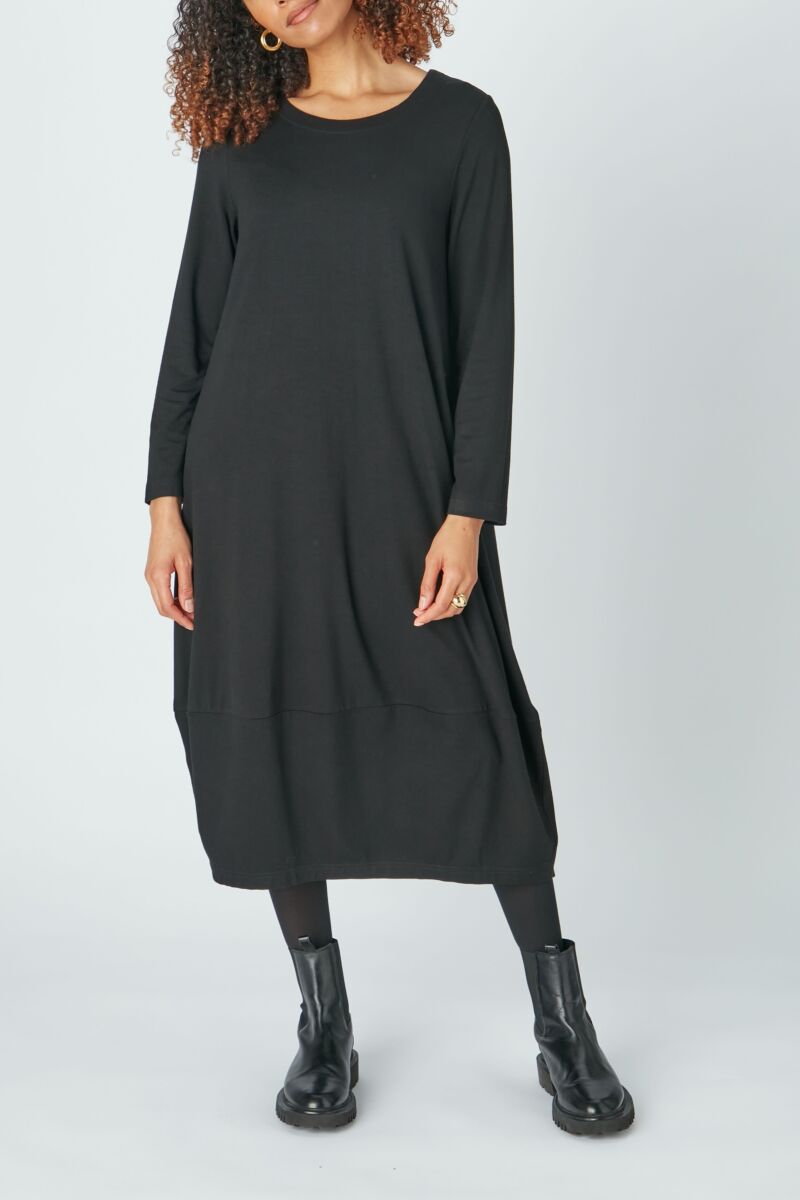 Sahara Fluid Crepe Bubble Dress Black Black