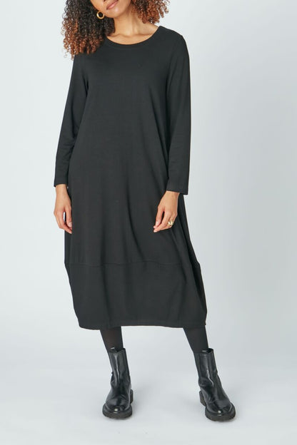 Sahara Fluid Crepe Bubble Dress Black Black