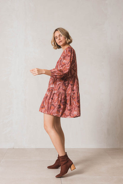 Indi & Cold Bordeaux Swirl Tunic Dress Red