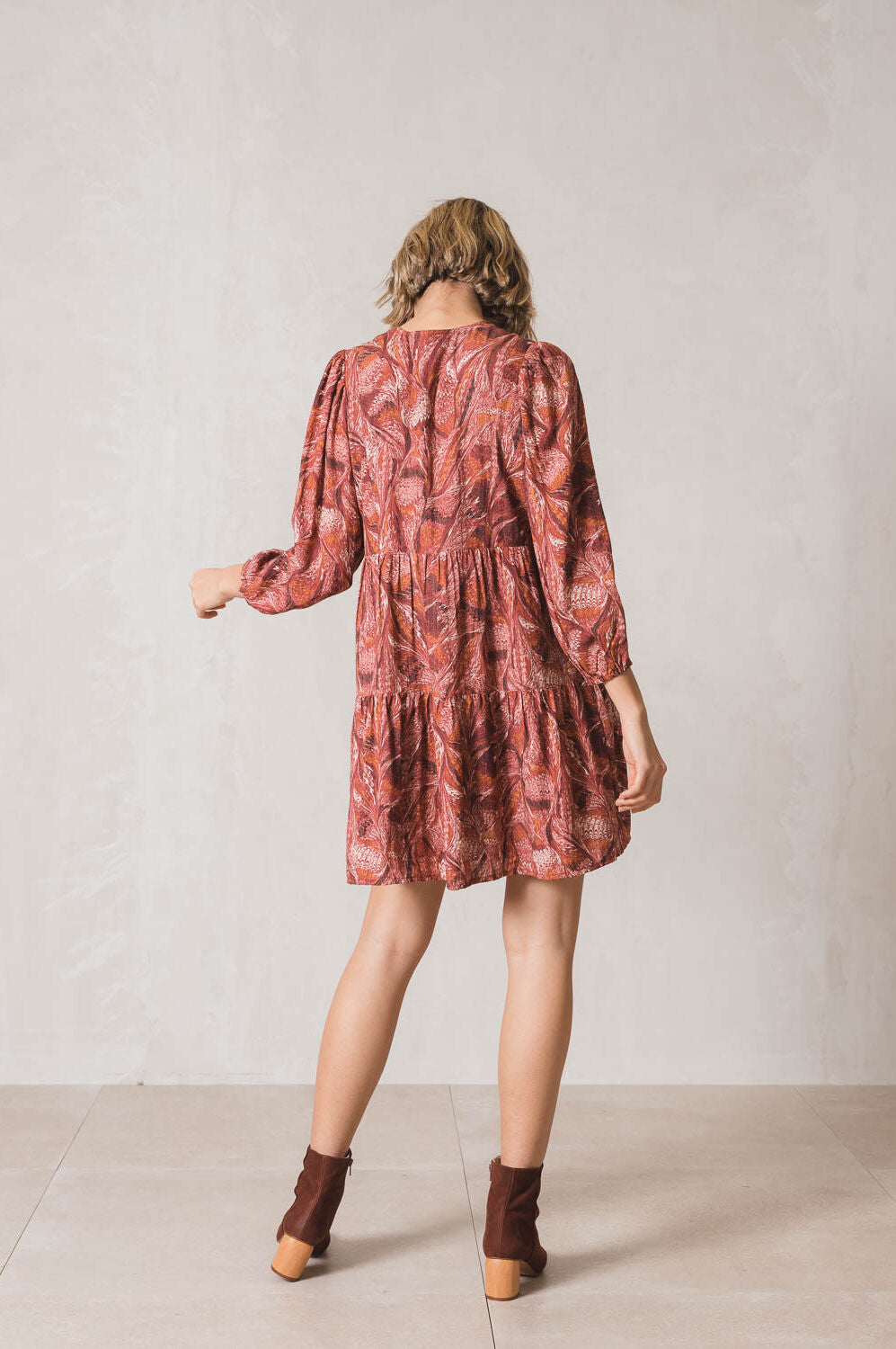 Indi & Cold Bordeaux Swirl Tunic Dress Red