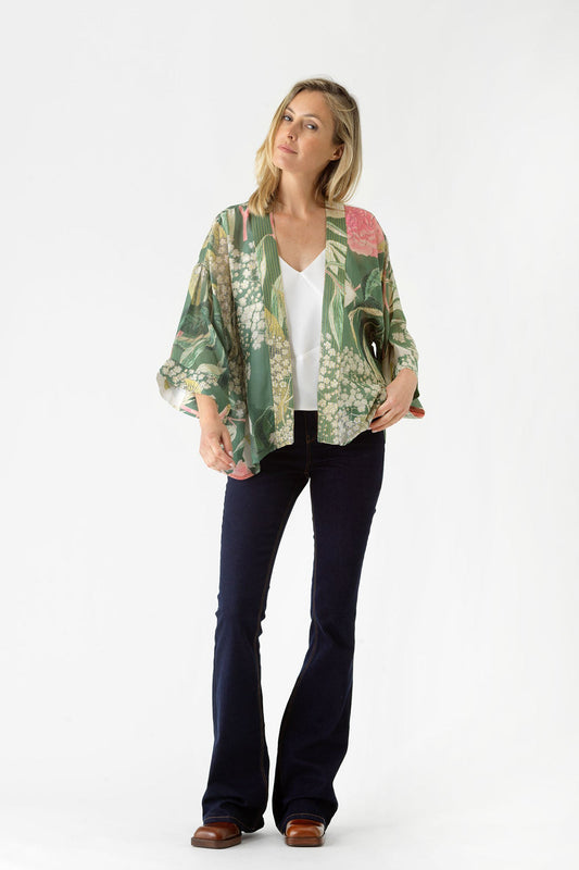One Hundred Stars Kew Elderflower Green Kimono Green