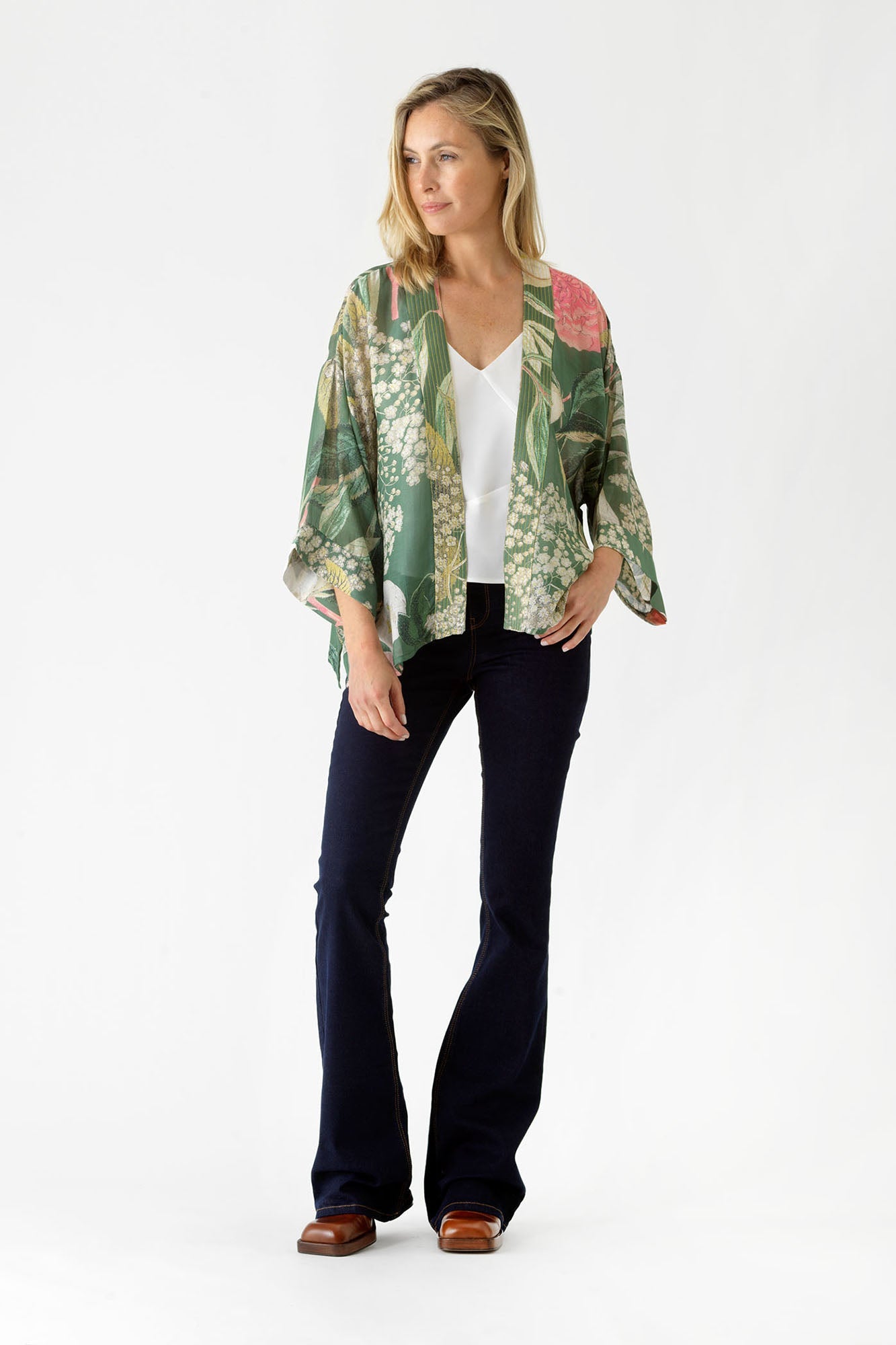 One Hundred Stars Kew Elderflower Green Kimono 
