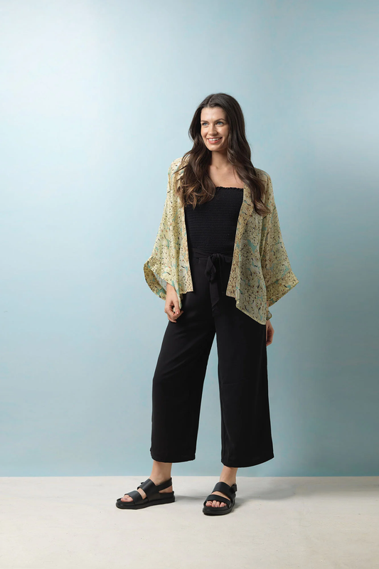 One Hundred Stars Blossom Kimono Aqua
