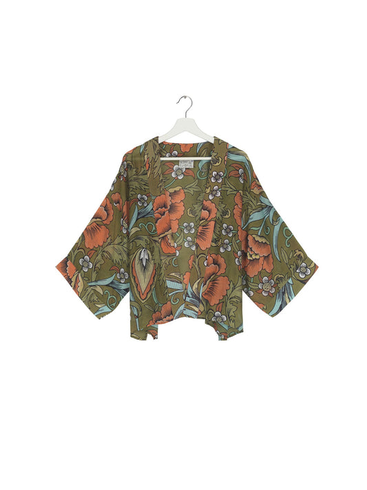 One Hundred Stars Craft Flowers Kimono Olive
