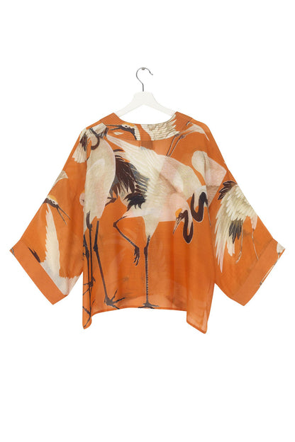 One Hundred Stars Stork Orange Kimono